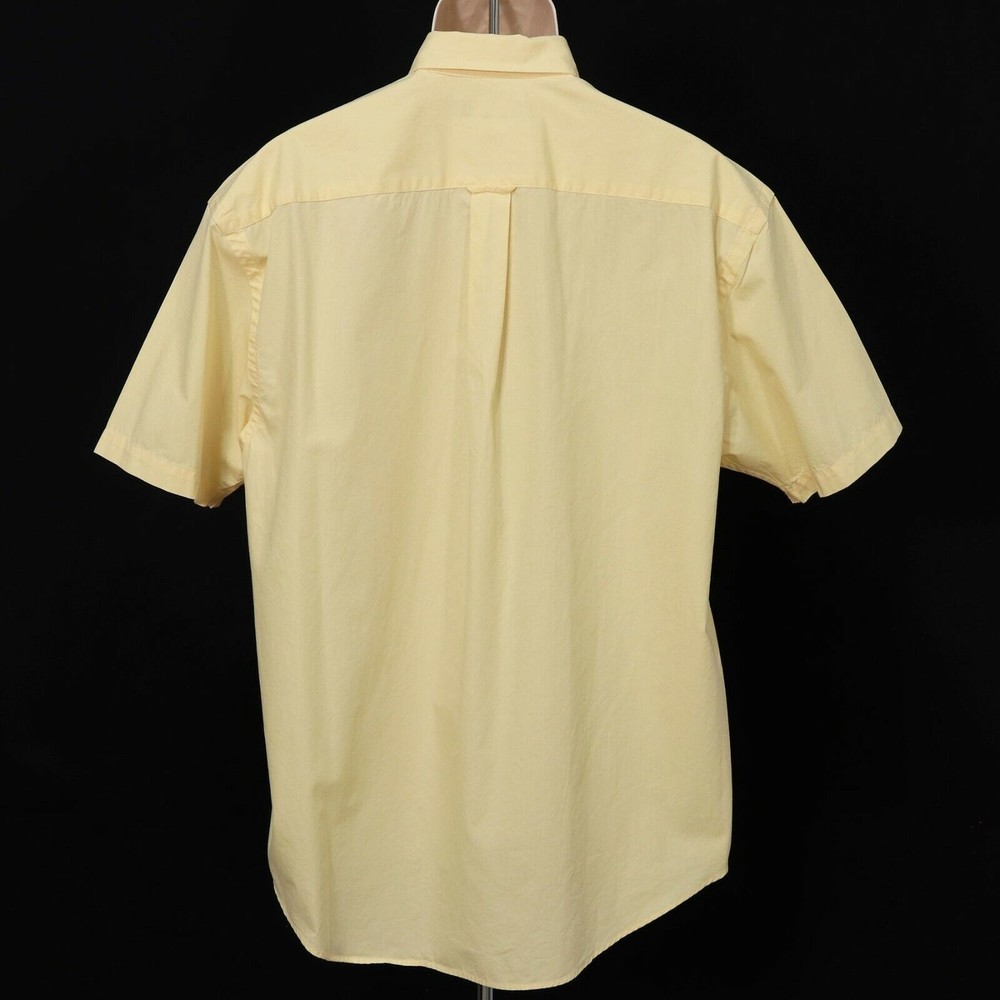 Nautica Mens Button Front Shirt L Large Pastel Yellow 100% Cotton Short Sleeve - Picture 9 of 10